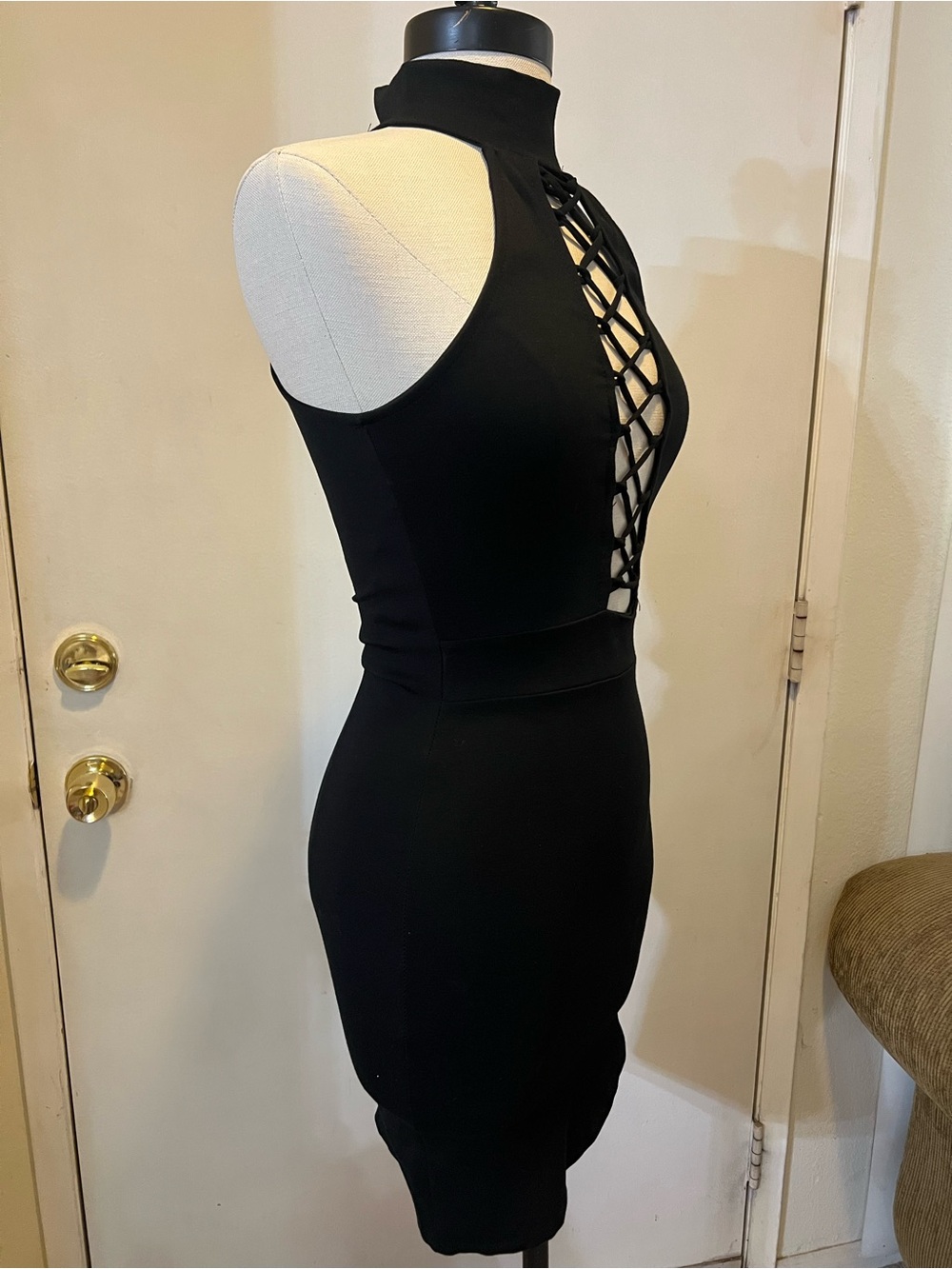 Windsor Black Lace-Up Halter Mini Dress - Picture 3 of 6
